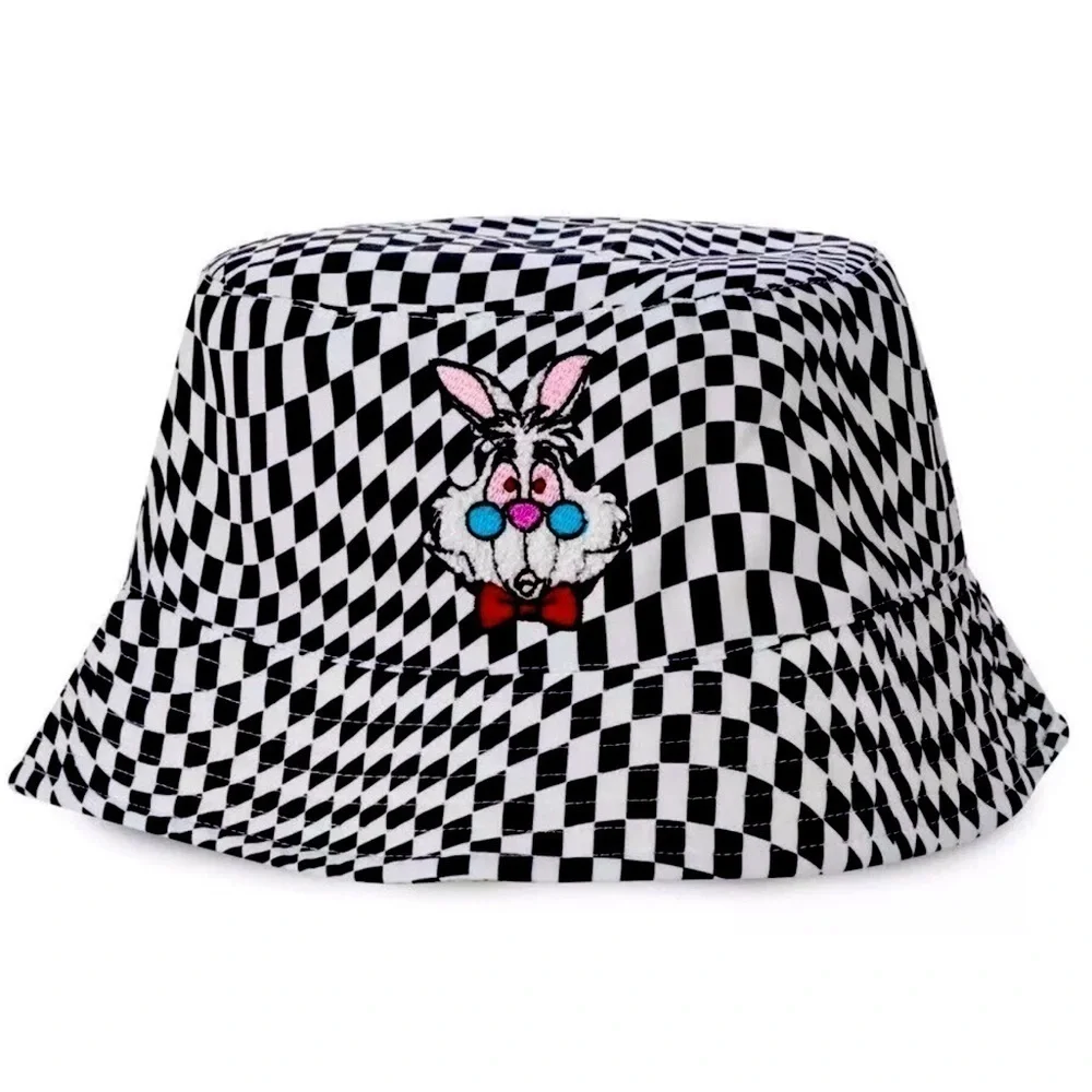 New Disney Parks White Rabbit ALICE IN WONDERLAND Sherpa Lined Bucket Hat
